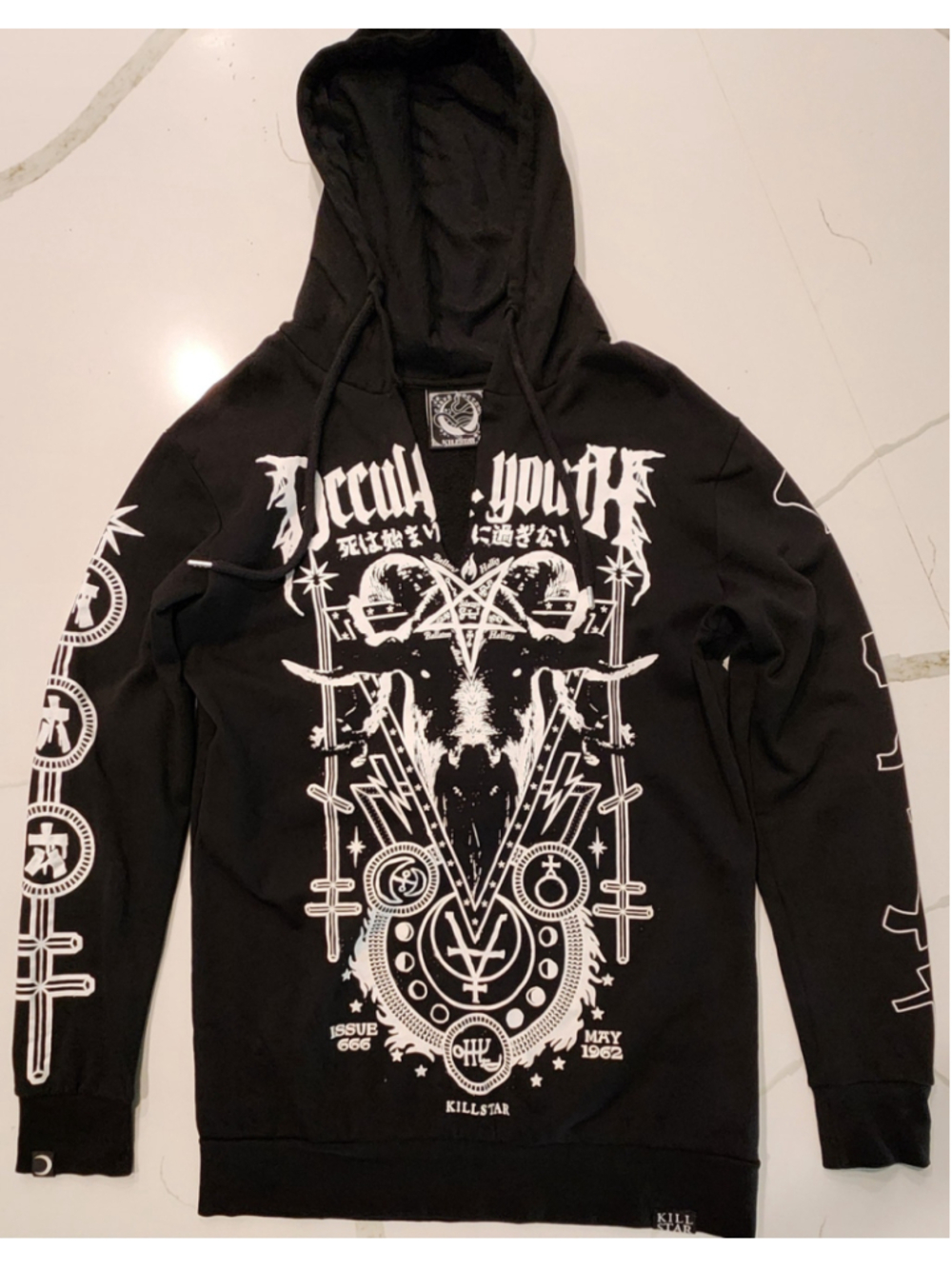 Killstar Occult Youth Hoodie XS Black Gothic Baphomet Satanic Punk Unisex Womens